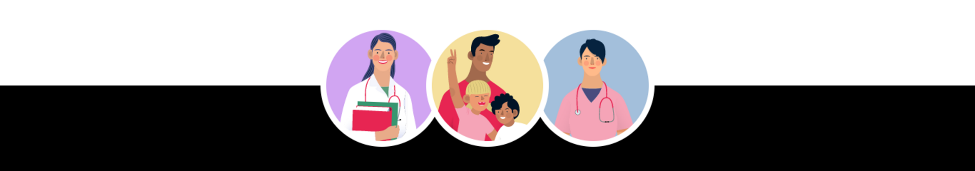 Three People Illustrated Image