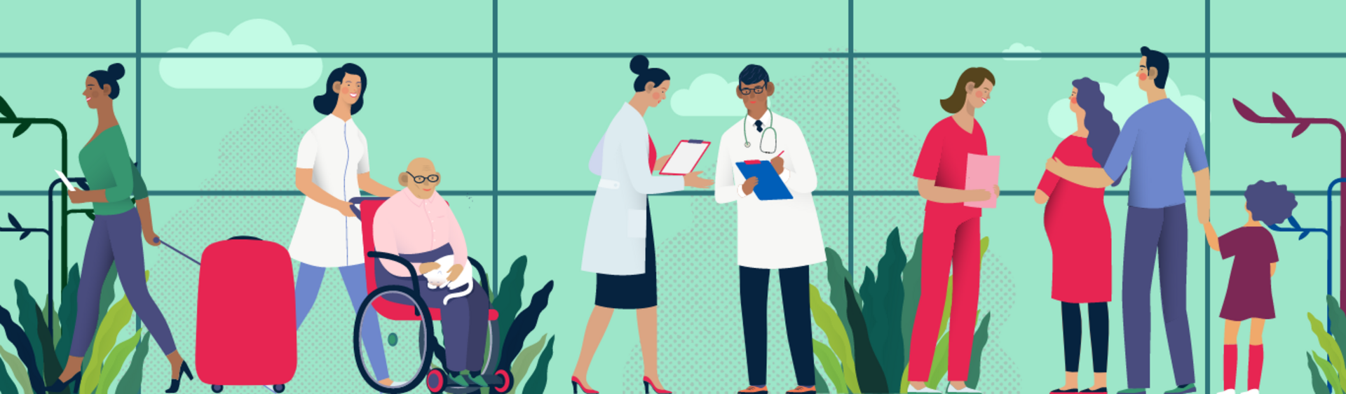 People in Hospital Illustration Image