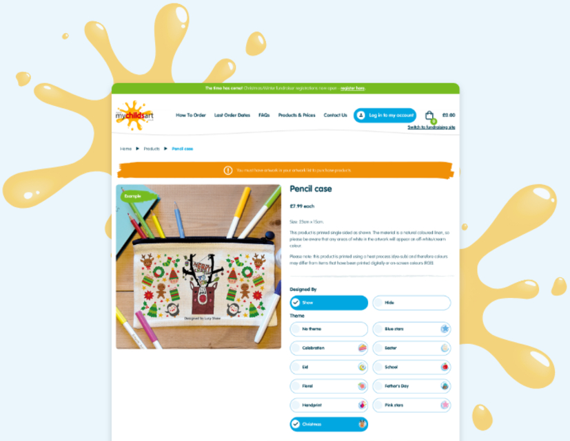 My-childs-art-product-customisation-page