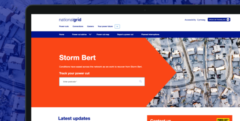 A dedicated storm mode website for National Grid