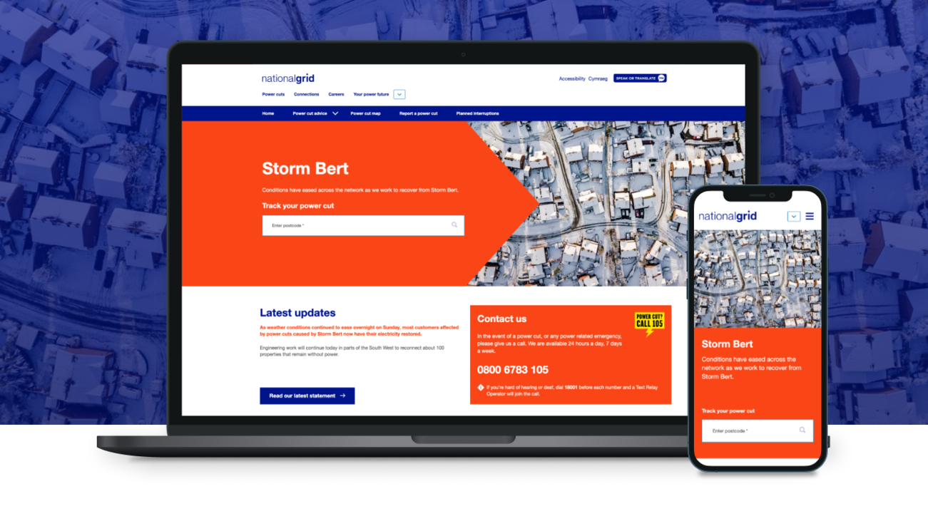 National Grid Storm Bert site page National Grid Storm Bert site page
