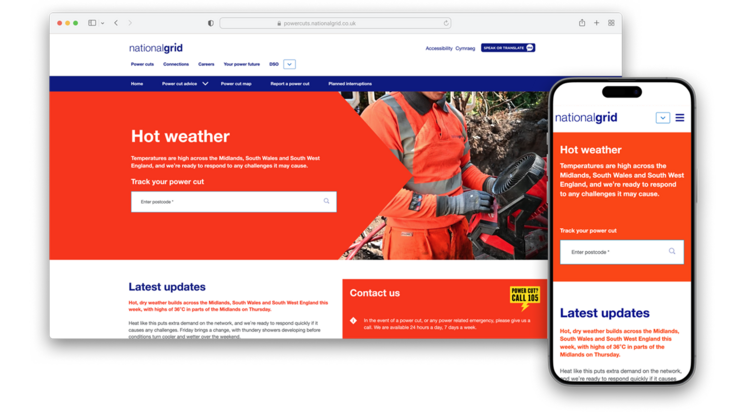 Screenshot of hot weather warning banner for desktop and mobile Screenshot of hot weather warning banner for desktop and mobile
